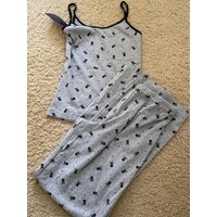Skulls Print Home Cozy Pants Sets Women Sleeveless Cropped Tank Top+Straight Trouser Suits Casual Sweet Pajama Two-piece Set New