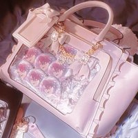 Japanese Style Large-capacity Women's Tote Bag Multicolor Ruffles Cute Shoulder Bag Adult Girls Square Crossbody Bag Itabag