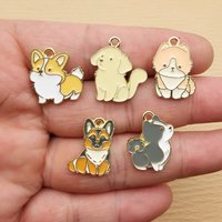 10pcs Cute Dog Charm Jewelry Accessories Necklace Earring Pendant Diy Making Craft Supplies Alloy Metal Gold Plated