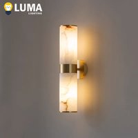 Luxury Alabaster Marble Wall Lamp Modern Soild Copper Spanish Marble Wall Sconce for Living Room Bedroom Bedside Home Decor