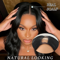 Body Wave Human Hair V Part Wig Natural Color Human Hair Wig 200 Density Brazilian Hair Wig No Leave Out V Shape Wig 30 Inches Hair Wig For Women