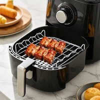Air Fryer Grill Rack Equipped with Four Skewers, Carbon Steel Baking Grid for Outdoor Barbecue Oven Cooking Accessories