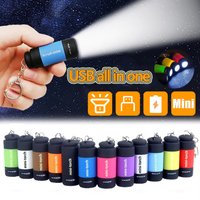 USB Charge LED Flashlight Multifunctional Strong Light Pocket Keychain Flashlight Waterproof Outdoor Hiking Camping Flashlight