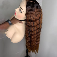 Soft Ombre Blonde Preplucked Soft 26“Long KInky Curly 180Density Lace Front Wig Synthetic For Women Heat Resistant Glueless