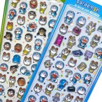 3D Relief Doraemon Crystal Stickers Cute Aesthetic DIY Decals for Student Journal Phone Case Decor Stationery Gift Se