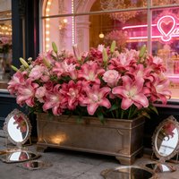 4 Pieces = 12 Flowers High-End Artificial Lily and Rose Flowers - 3D Printed Petals - 90cm Length, Gradient Pink, with Delicate Texture, Realistic and Textured - Suitable for Home Decoration - Holiday
