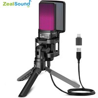 Zealsound RGB USB Condenser Gaming Microphone Computer Professional Mic For PC PS4 PS5 Mac Phone Recording Streaming Podcasting