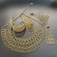 Woman's Big Style Brazilian Jewelry Set Necklace Chain Earrings Bracelet Bangle Ring Complex Process