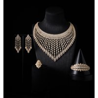00059 Luxury Bridal Jewelry Sets For Women Cubic Zirconia Big Set Necklace sets Full Set for Dubai Nigeria Wedding Party