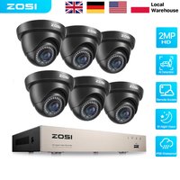 ZOSI 1080p HD Video Surveillance System 8-Channel H.265+ DVR with 2MP Security Dome Cameras Indoor/Outdoor 80ft Night Vision 24/7 Recording CCTV Kit