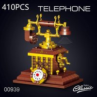 410PCS Retro Telephone Assembled Building Blocks Classic Desktop Decoration Vintage Phone Bricks Toys Children Holiday Gifts