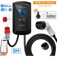 JNTAFEV 32A EV-Ladestation 22KW 7,6KW Schnellladegerät 16A 11KW Typ 2 EV-Ladegerät 3/1-Phasen EVSE Wallbox mit App-Steuerung