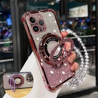 Glitter Crystal Bracelet Phone Holder Case For Xiaomi Redmi Note 13 Pro 4G 5G 12 11 10 9 Pro 11S 9S Shockproof Bracket Cover