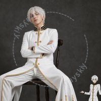 Anime Re:Life Regulus Corneas Sin Archbishop of Greed Cosplay Costume White Long Sleeves Rench Coat Uniform Man Carnival Stage