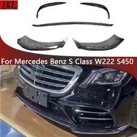 For Mercedes Benz S Class W222 S450 Carbon fiber front lip splitter chin spoiler front bumper corner vanes