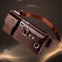 Unisex waist bags 2025 high-quality PU leather chest bag with multiple pockets, men's fashionable crossbody bag