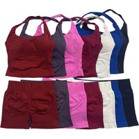 2 Pieces Dfy-L0g0 impact- gym DFNNYE Halter top seamless shorts Sportswear Women Yoga Set Sports Suits Fitness Top Gym Set