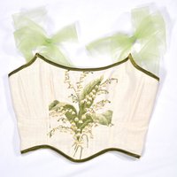 Sommer Sexy Damen Korsett Luxuriöse Blumenstickerei Bustiers Grünes Schnür-Top Süßes Vintage Camisole Elegantes Korsett-Oberteil Tailliert