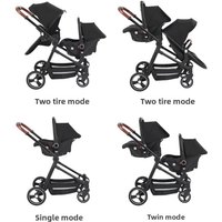 EU STOCK Lichtgewicht en opvouwbare tweelingkinderwagen 3-in-1 met autostoeltje, multifunctionele kinderwagen voor tweelingen