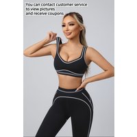 Yoga Suit Women Sport Set Pilates Clothing High Waisted Elasticized Leggings Hip Lifting Pants Gather Top Vest Strip Workout Set