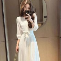 Temperament White Chiffon Dress Women 2026 Spring Summer New Fashion Vestidos Unique Beautiful Elegant Simple Ladies Dresses