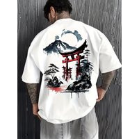 Summer 2026 New Japanese Ukiyo-E Style Men's T-shirt Fashion Hot Sale Men's and Women's Same Round Neck Printed Cotton T-shirt