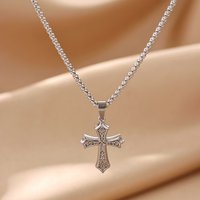 Vintage Geometric Cross Necklaces For Women Silver Color Cross Necklace Charm Choker Rapper Hip Hop Jewelry Muslim Gift