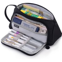 Black Triangular Oxford Cloth Pencil Case, Office Stationery Storage Bag, Study Stationery Suitable for Boys and Girls