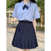 Basic Style Short Sleeve round Neck Shirt Women's School Uniform JK Outfit Spring Summer White Long Sleeve Shirt Slimming Effect