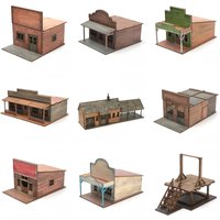 1/72 European And American Town Building Combination Scene Bar Prison Station Hospital Wood Assembly Model DIY Handmade Ornament