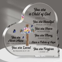 1pc Christian Gifts Acrylic Heart Plaque Bible Verse Scripture Decor Inspirational Home Decor Prayers for Women