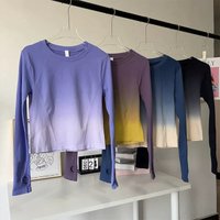 Women's Gradient Long Sleeve Yoga Top Slim Fit Fitness Sports Training T-Shirt for Autumn Winter Slimming Exercisewear