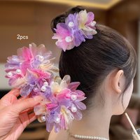 2 simple and versatile purple sweet and eye-catching floral hair rings suitable for daily hair accessories
