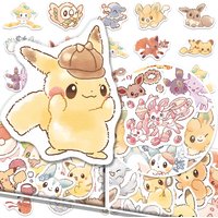 AliExpress Bandai 80pcs Pokemon Anime Stickers Pikachu Laptop Skateboard Scrapbook Suitcase Bike Kawaii Sticker Guitar Phone Cartoon Kid Gift Toys