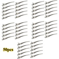 50pcs Wholesale Duck Bill Clips Rustproof Metal Curl Clips with Holes for Hair Styling Hair Coloring Silver Hair Clip for Bangs