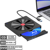 External Blu-ray Drive, Portable Blu-ray Player & CD DVD Burner – USB 3.0 & Type-C BD/DVD/CD Reader, Lightweight for laptop PC