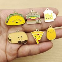 10pcs Smile Food Charm for Jewelry Making Diy Accessories Earring Bracelet Keychain Pendant Craft Supplies Metal Gold Plated