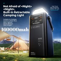 200000mAh Portable Power Station with 120W Super Fast Charging Camping Light Built-in 4 Cables Emergency Power Bank for Outdoor