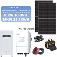 10KW 15KW Complete Home Solar System with 16kWh 32kWh LiFePO4 Battery Backup Easy Install 3-phase Single Phase Hybrid Inverter