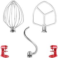 1 /3 pcs set Stainless Steel Mixer Attachments for KitchenAid 5 Plus & 6QT Bowl-Lift Mixers, Dough Hook, Whisk, Flat Beater
