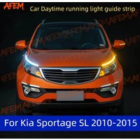 Car DRL Daytime Running Light Start Scan Style Sequential Flowing Turn Signal Light Ultra-Thin LED For Kia Sportage SL 2010-2015