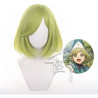 Anime Green Women Short Hair Heat Resistant Fiber Hair Halloween Cos Witch Hat Atelier Coco Cosplay Wig