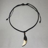Wolf Tooth Men's pendant Write ,Lobo Necklace Vintage Look Teeth Jewelry Adjustable Black Cord Bts accessories Couple pendants