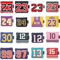 Premium PU Leather Sports Jersey Style Applique Number Embroidery Golf Club Headcover Square Large Mallet Putter Cover