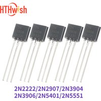 50pcs Triode PNP Transistors TO92 Throught Hole 2N2222 2N2907 2N3904 2N3906 2N5401 2N5551 Electronic Components