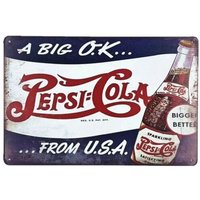 Vintage Pepsi-Cola Retro Metal Tin Sign Iconic Midcentury Americana Decor