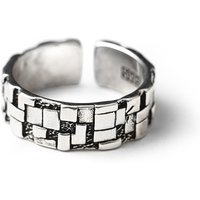 Personality Geometric Block Pattern Ring For Men Jewelry Open Size Trendy 925 Sterling Silver Ring Male Index Finger Accessories