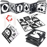Baby Cloth Book 0-3 Months Baby Toys Black and White High Contrast Sensory Toys Early Education Toddlers Activity Fabric Book