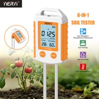 Yieryi Professional Soil Tester 6-in-1 NPK Fertilizer Analyzer LCD Backlight Dual Probe Moisture Temp Monitor for Garden Potted