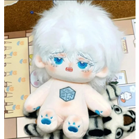 20CM Jujutsu Kaisen Gojo Satoru Plush Dress Up Cotton Doll Cosplay Clothes with Skeleton Plushie Ears Xmas Gifts Toys for Kids